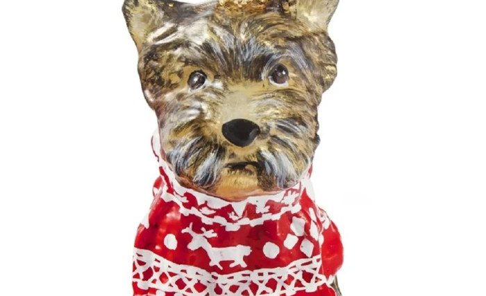 Yorkshire terrier christmas decoration