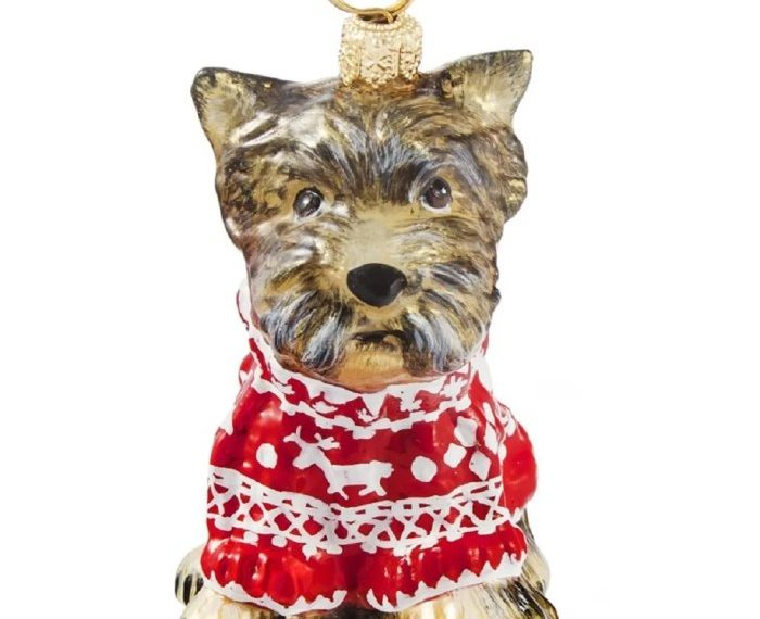 Yorkshire terrier christmas decoration